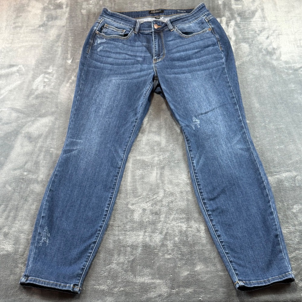 Judy Blue Women's Relaxed Fit Skinny Jeans Dark Wash Distressed 14W High Rise